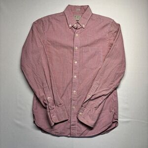 J Crew Red Plaid Slim Fit Button Down Shirt Men's Small Cotton Casual